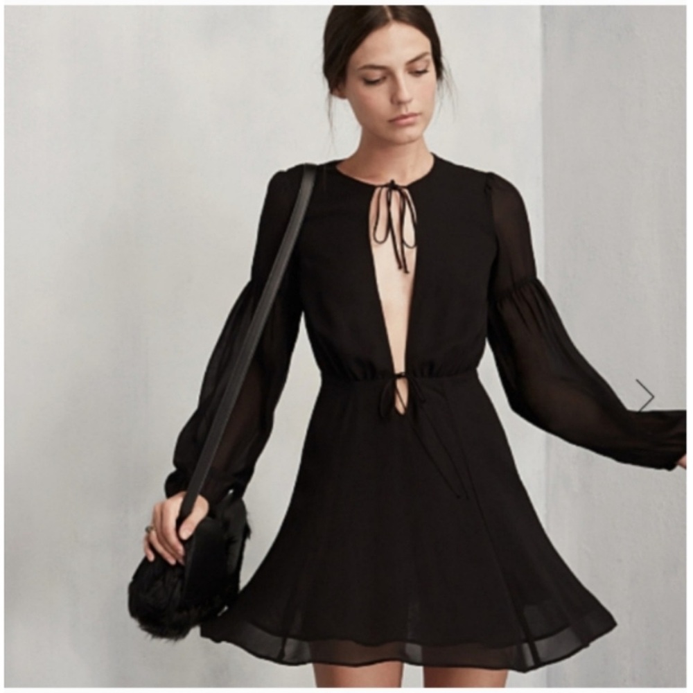 Reformation Black Long Sleeve Dress